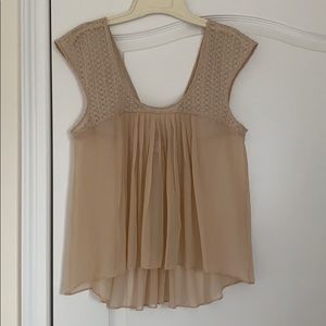 Plenty Tracy Reese Nude Blush Crochet Chiffon Top